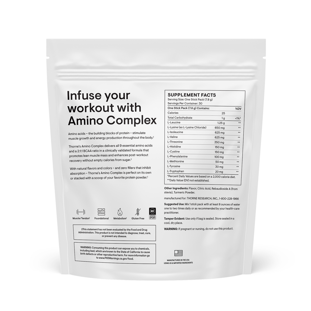 Thorne Amino Complex Travel Packs Lemon