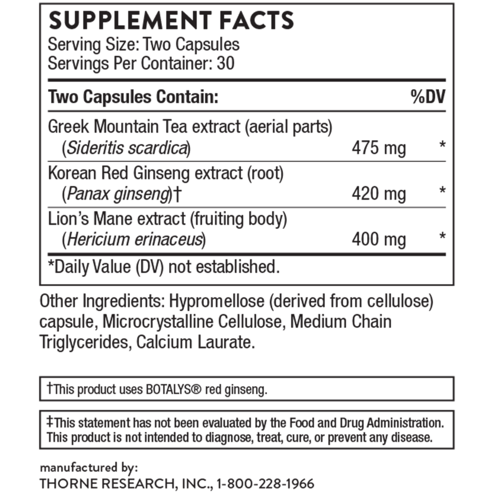 Thorne Ginseng Plus with Lion's Mane